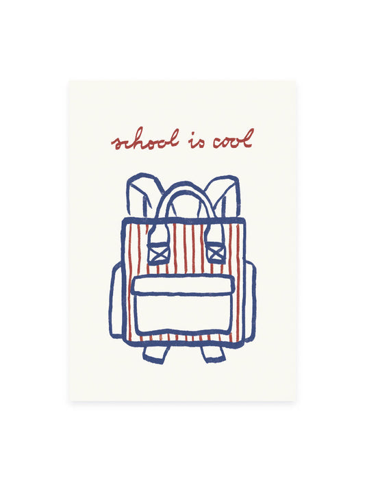 Postcard 'school is cool' (risograph)