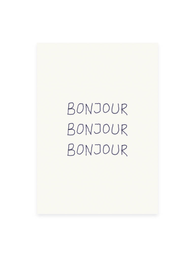 Postcard 'bonjour bonjour bonjour' (Risography)